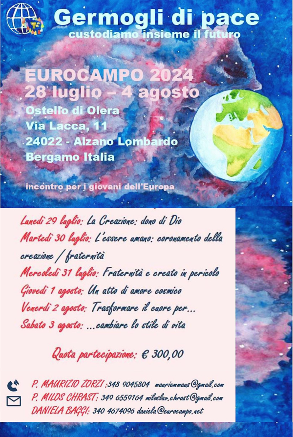 &laquo; Les germes de la paix: prenons soin ensemble de l'avenir &raquo;. Vers l'Eurocamp 2024 (Olera-BG, 28 juillet - 4 ao&ucirc;t)