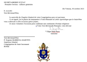 36e Chapitre G&eacute;n&eacute;ral - Le message du Pape Fran&ccedil;ois