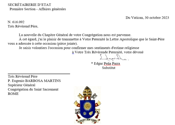 36e Chapitre G&eacute;n&eacute;ral - Le message du Pape Fran&ccedil;ois